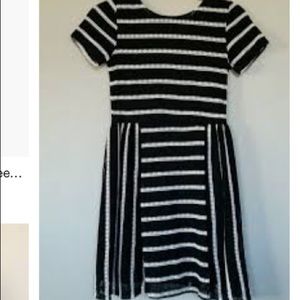 Mesh like black and white striped dress